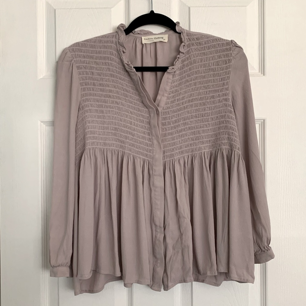 Cookies Clothing Hawaii Purple Lavender Button Down Long Sleeve Top in Medium